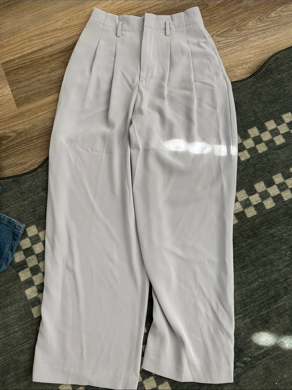 Uniqlo High-Waist Pleated Wide Leg Trousers — Dusty Blue Small
